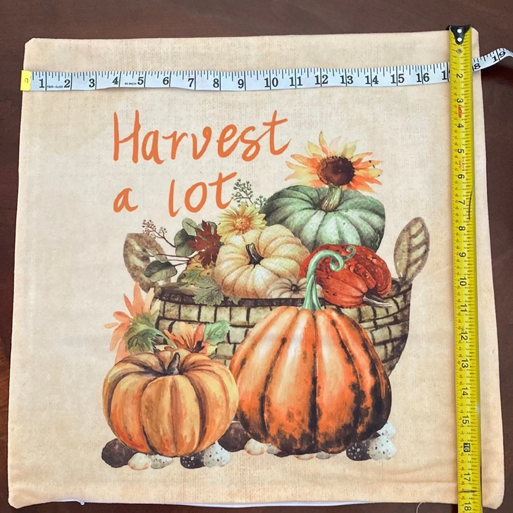 Pumpkin & Sunflower Print Cushion Cover Without Filler 4 set
